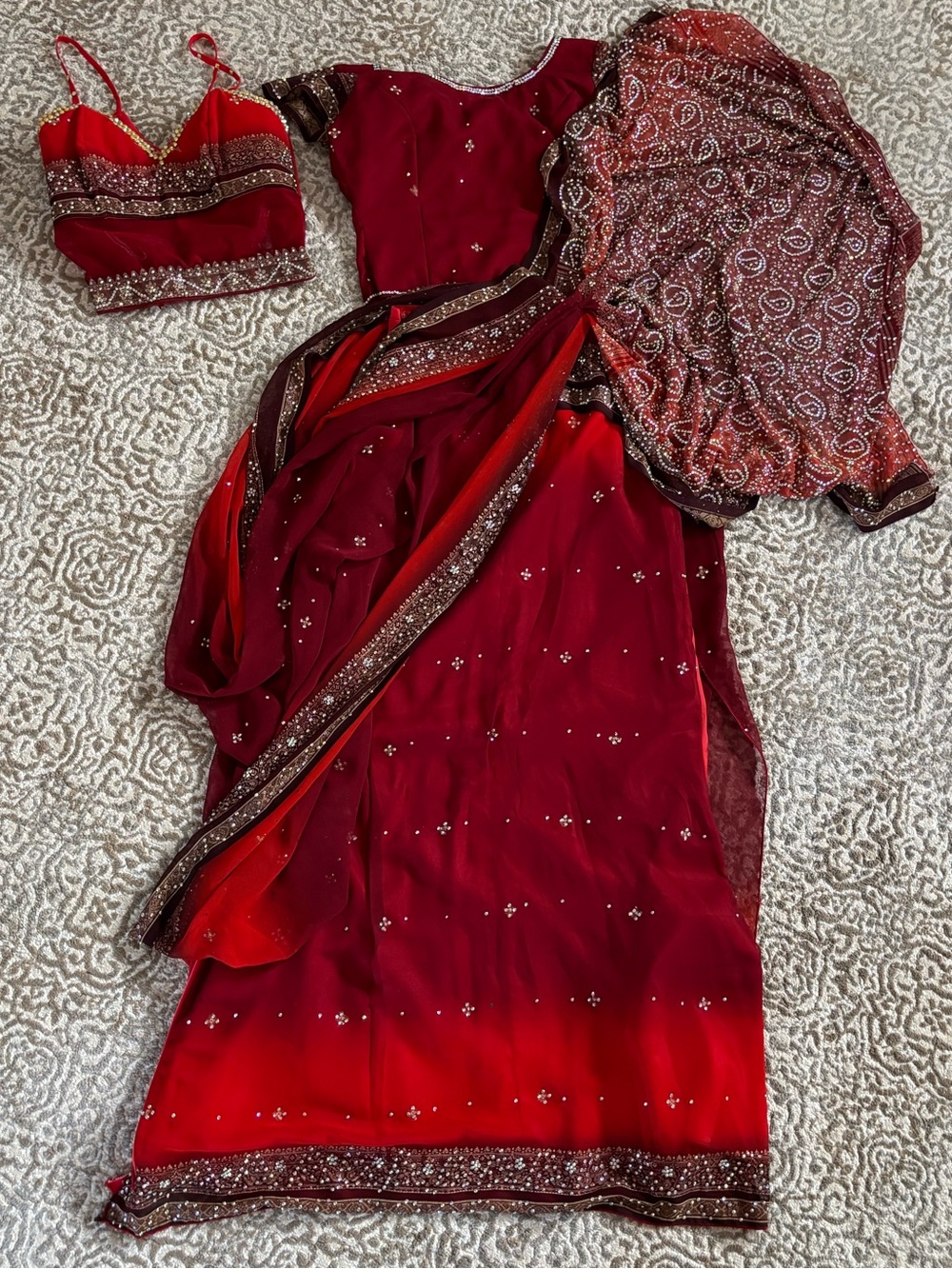 Red Embellished Women's Lehenga Set